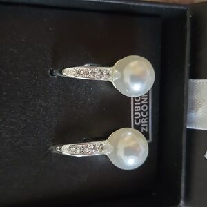 CZ silvertone earrings